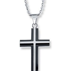 Men's Cross Necklace Stainless Steel 22"
